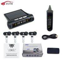 Solar Power USB TPMS Car Tire Pressure Monitoring System LCD 4 External / Internal Sensors for SUV Temperature Warning