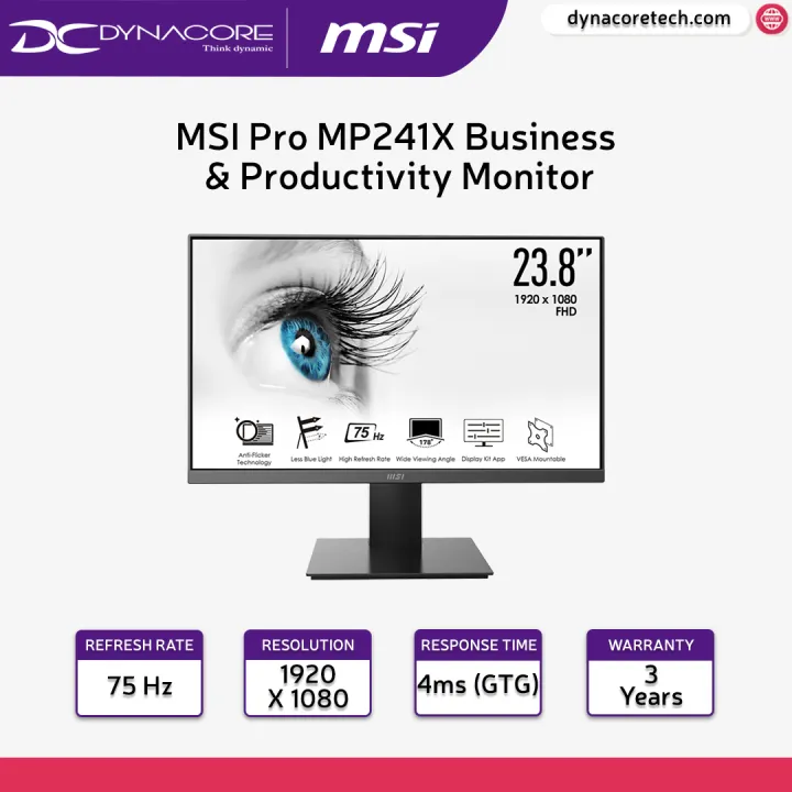 ECRAN MSI PRO MP241X (75 hz; 4ms; LED 23.8″; 1920 x 1080