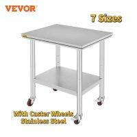 VEVOR Stainless Steel Kitchen Worktable shelves Commercial Work Bench Table with Caster Wheels for Home Restaurant Storage Edge Corner Guards