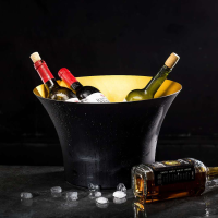 Stainless Steel Ice Bucket Champagne Wine Bucket Portable Ice Chiller Cooler Ice Cube Container Party Bar Tools สแตนเลสถังน้ำแข็งถังไวน์แชมเปญเครื่องทำน้ำแข็งแบบพกพาคูลเลอร์น้ำแข็ง