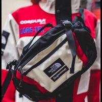 Supreme กระเป๋าคาดเอว19FW โลโก้ปักข้อต่อ TNF กระเป๋าคาดหน้าอกกระเป๋าคาดเอวกระเป๋าหิ้วกระเป๋าเล็ก