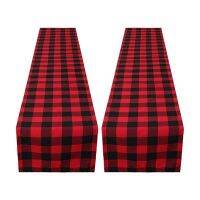 2 Pcs Tablecloths Black and Red Fashion Design for Family Dinner Christmas Birthday Party Table Home Decoration