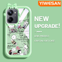 YIWESAN เคสสำหรับ Realme 10 Realme 10 Pro Plus 5G เคสกระแสแฟชั่นแบรนด์สาวน้อยกับเคสนิ่มเคส Tpu ใสน่ารักกรอบสีเคสกันกระแทกกล้อง