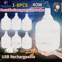 1-8PCS Outdoor LED Lamp Bulb Rechargeable LED Emergency Lights Portable Tent Lamp For Camping Fishing Hiking Patio Porch Garden