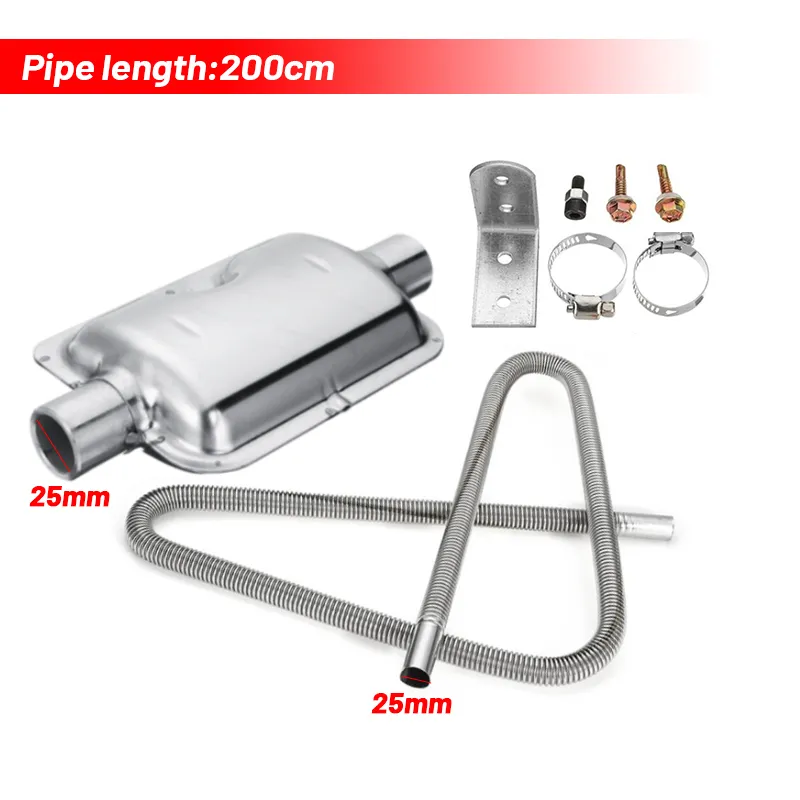 60-300cm Car Auto Air Parking Heater Exhaust w 2 Clamps Fuel Tank Exhaust  Hose Tube Stainless Steel For Diesel Heater