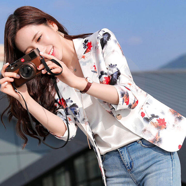 เสื้อโค้ทผู้หญิงแบบบางมีลายใหม่-เสื้อโค้ทลำลองสไตล์เกาหลีเข้าได้กับทุกชุดเสื้อโค้ทสั้นสำหรับผู้หญิง