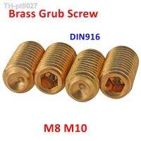 ❡✥  10pcs Thread M8 M10 DIN916 Brass Set Screws Hexagon socket Headless Cup Point Grub Screw Hex Socket Set Screws L 8/10/12/16/20mm