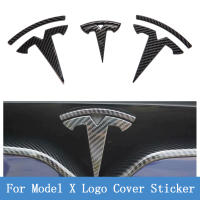 Car Logo Cover Sticker For Tesla Model X Steering Wheel Hood Rear Trunk Logo Emblem Badge Decoration Decals Stickers Accessories