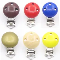 7 Color 5pcs/lot Metal Wooden Baby Children Pacifier Holder Clip Infant Cute Round Nipple Clasps For Baby Product Clips Pins Tacks