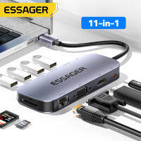 Essager 11 Dalam 1 USB C HUB 4K 30HZ Jenis C Stesen Dok อะแดปเตอร์ Air Pro แยกสำหรับแล็ปท็อป HDMI-Serasi RJ45