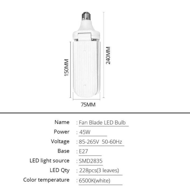 hot-หลอดไฟ-led-ทรงใบพัด-พับเก็บได้-ประหยัดพลังงานไฟ-ปรับมุมโคมไฟได้-45w-ส่งด่วน-หลอด-ไฟ-หลอดไฟตกแต่ง-หลอดไฟบ้าน-หลอดไฟพลังแดด