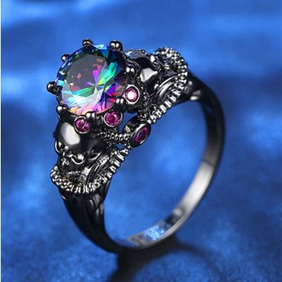 ขอให้ชุดแหวนหัวกระโหลกสุดสร้างสรรค์ชุดใหม่สว่านแหวนเพทายสีสไตล์ Euramerican สำหรับผู้หญิงเครื่องประดับข้อมือขายส่ง