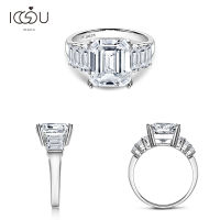 IOGOU 925เงินสเตอร์ลิง3-Stones 4.0ct Emerald White Sapphire แหวนหมั้นจำลอง SONA เพชรแหวนแต่งงานเครื่องประดับ