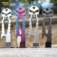 ShiningLove Outdoor Multi-functional Stainless Skull EDC Survival Pocket Tool Key Ring Chain Bottle Opener