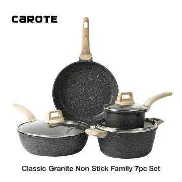 Buy Carote Non Stick Deep Frying Pan, Granite Kadai with Lid