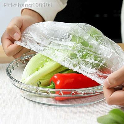 50pcs Disposable Food Cover Plastic Wrap Elastic Food Lids for Fruit Bowls Cups Caps Storage Kitchen Fresh Keeping Saver Bag