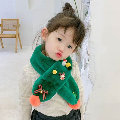 New Winter Cute Children Scarf Boy Girls Scarves Baby Imitation Rabbit Fur Collar Scarf with Pompom Neck Warmers Christmas Gift