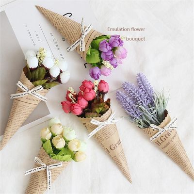 [AYIQ Flower Shop] ทีมเจ้าสาวจะเป็นกระดาษคราฟท์กุหลาบลิลลี่ตกแต่งงานแต่งงานปลอมประดิษฐ์ดอกไม้แห้งบัดหัตถกรรม DIY ของขวัญพรรคสำหรับลมกระโชก