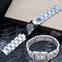 Stainless Steel Watch Strap for Cartier Tank Tank Lun Pier Key Wine Barrel Sweat-Proof Men Women Watchband Accessories 20 23mm Straps