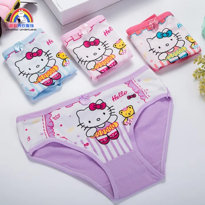 4Pcs Kids Panties Hello Kitty Underwear Set Girls Panties Cotton