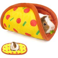 ERTGFG ล้างทำความสะอาดได้ Hamster tunnel hideout นุ่มนุ่มๆ ในร่ม เตียงบ้านหนูแฮมสเตอร์ อุปกรณ์เสริมกรง พับเก็บได้ หนูตะเภา