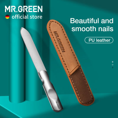 MR.สีเขียวคู่ตะไบเล็บสแตนเลสสตีลทำเล็บมือPedicure Groomingสำหรับมืออาชีพนิ้วมือเท้าเล็บCareเครื่องมือหนังPU Holster