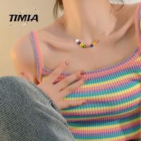 TIMIA โลหะผสมอัลลอยด์ สร้อยคอสไตล์เกาหลี สุนทรียศาสตร์ความงาม ลูกปัดเม็ดกลม สร้อยคอ Y2k วินเทจ เครื่องประดับแฟชั่นเครื่องประดับ โซ่กระดูกไหปลาร้า ของขวัญวันเกิดของขวัญ