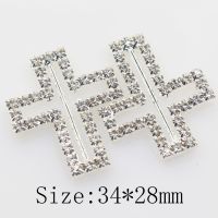 Fashion 10pcs/LOT 34x28mm Cross shape rhinestone Buckles invitation card Wedding Ribbon Slider DIY Hair Accessories