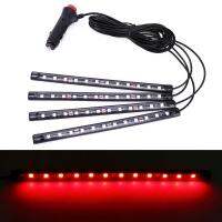 AutoAccessories 4 in 1 Universal Car LED Atmosphere Lights Colorful Lighting Decorative Lamp, with 48LEDs SMD-5050 Lamps, DC 12V 3.7W(Red Light)