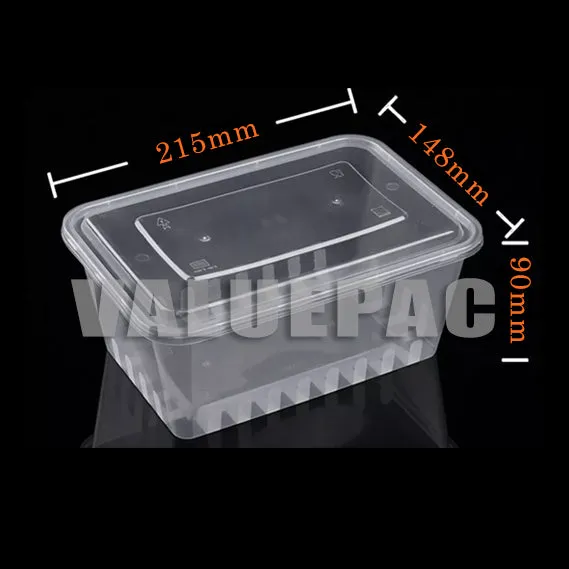 RE2000 50pcs Microwavable Container Rectangle 2000ml Takeout Container ...