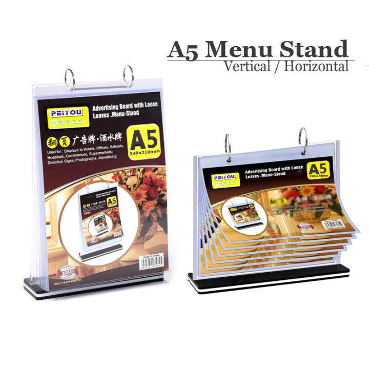 A5 Paper Table Menu Stand with 6 Sleeves Vertical Horizontal | Lazada