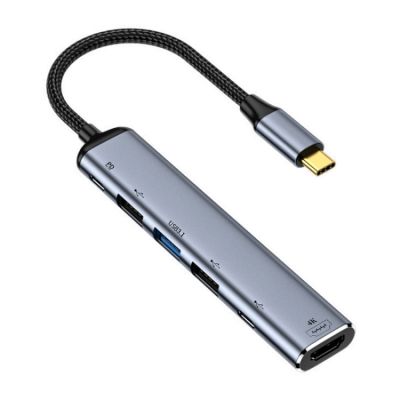 Y004 USB-C 6ใน1/ชนิด-C เป็น HDMI + USB 3.1 + 2.0 USB คู่ + USB-C คู่/ชนิด-C อแดปเตอร์เอนกประสงค์อินเตอร์เฟซ