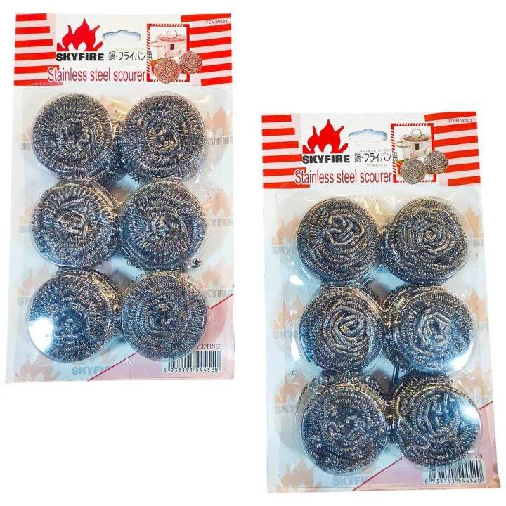 2pcs /4pcs / 6pcs Steel Wool Scrubber Metal Scouring Pad Scourer Pot