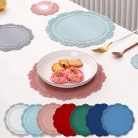 Lace Silicone Placemat Dining Table Retro Embossed Craft Heat Insulation Plate Table Mat European Style Pad Round Coaster