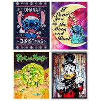 [COD] 5d diamond painting cartoon English moon full of diamonds diy stickers decoration hanging generation