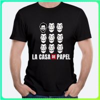 เสื้อยืดลําลอง ผ้าฝ้าย แขนสั้น พิมพ์ลาย Bella ciao Mask La Casa de Papel สําหรับผู้ชาย  KJ1V