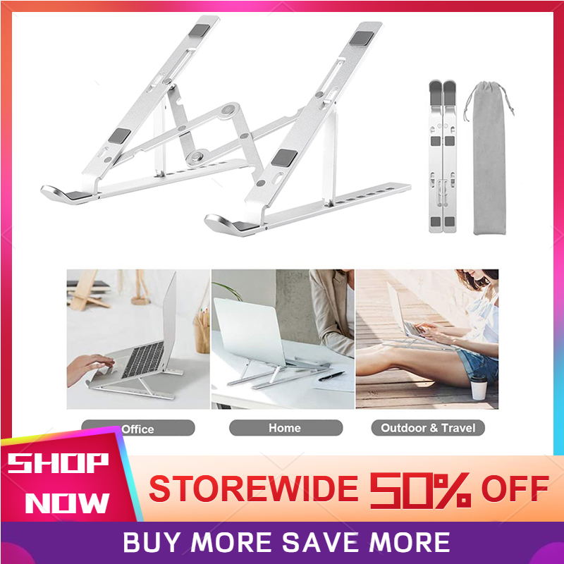Laptop Stand Foldable 7 Steps 9-17.3 Inch Notebook Computer Tablet Adjustable Aluminium Alloy Portable Outdoor Cooling BracketErgonomic For iPad Air Mac Book Lenovo Huawei Samsung Xiaomi ASUS Acer HP Computer Holder Laptop Accessories Accesories Compute