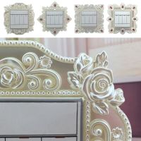 Pearl White Resin Single Light Switch Surround Socket Wall Sticker Cover Frame Home Decor Wall Stickers Decals