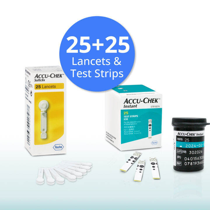 AccuChek Softclix Lancets (25's) + Instant Test Strips (25's) Lazada