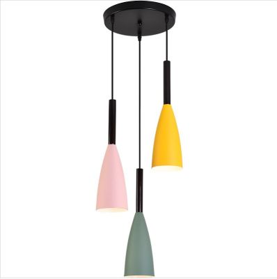 Spot parcel post Nordic Macaron Style Dining Room Chandelier Three-Head Modern Simple Personality Home Bedroom Bedside Bar Long Chandelier