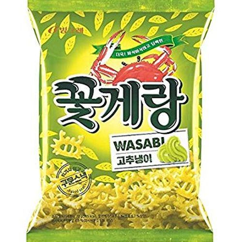 วาซาบิ-แคร็บ-ชิพ-ขนมอบกรอบรสปูผสมวาซาบิ-ตรา-บิงเกร-wasabi-crab-chips-binggrae-brand