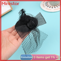 Ministar หมวกตาข่ายสีดำจำลองแบบบ้านตุ๊กตา1:6อุปกรณ์ของเล่นเด็ก1ชิ้น