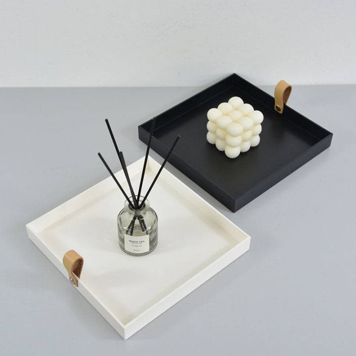 creative-square-ถาดเสิร์ฟสำหรับตกแต่งจานกาแฟเครื่องสำอาง-sundries-desktop-storage-แผ่น-handle-home-party-decor