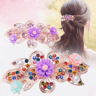 Korean Top Clip Rhinestones Spring Clip Wild Female Hair Clip Hair Catch Headdress Head Clip