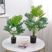 Artificial Plant Palm Leaf Green Simulation Plant Potted Home Garden Living Room Bedroom Balcony Decoration Tropical Fake Plant