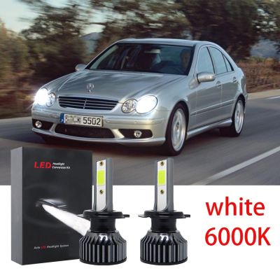 หลอดไฟหน้ารถยนต์ LED 6000K สีขาว สําหรับ Mercedes-Benz W211 W203 W204 W124 W201 AMG W202 W212 W220 W205 2 ชิ้น รับประกัน 10 เดือน