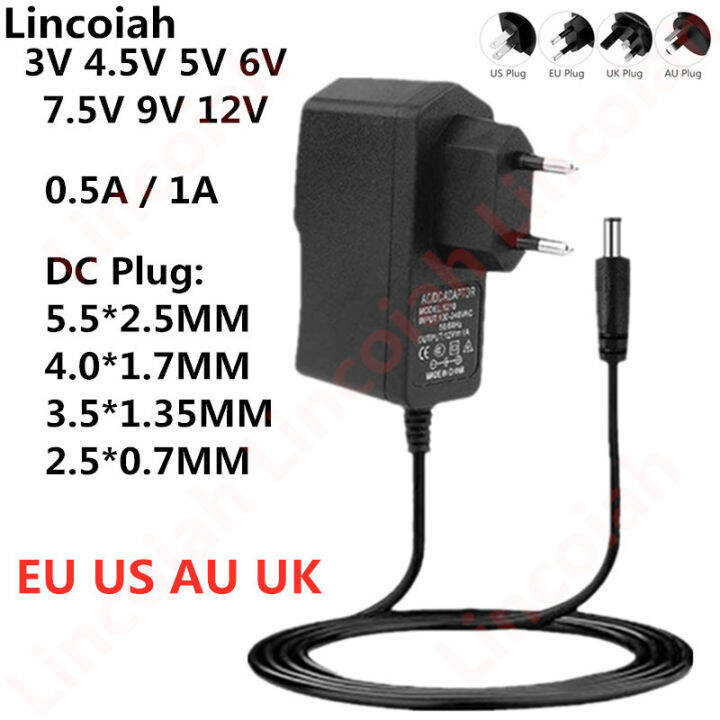 AC 110240V DC 3V 4.5V 5V 6V 7.5V 9V 12V Universal Adapter 0.5A 1A