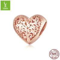 [COD] European and s925 silver electroplating tree of life bracelet beaded fashion hollow heart diy accessories BSC215
