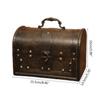 Wooden Pirate Jewelry Storage Box Vintage Treasure Chest for Wooden Organizer