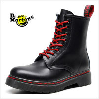 Dr Dotor Martens Air Wair 1460 รองเท้ามาร์ตินสายสีแดงCrustyรุ่นคู่รองเท้าขนาด 35-44 (Martensกล่องรองเท้าและถุงกระดาษ)